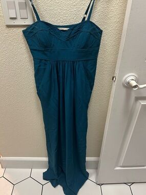 Twelfth Street by Cynthia Vincent silk long maxi dress in a rich teal shade.